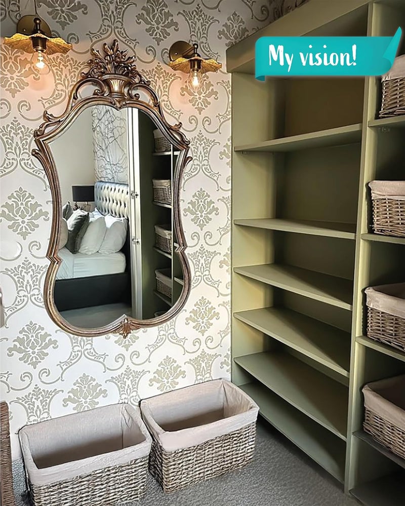 STENCILIT ® Baroque Wall Stencil for Painting - 2 Pack of 16.5 x 21.5 in Stencil, Victorian Wall Stencils for Painting Large Pattern, Damask Large Wall Stencils - Image 3